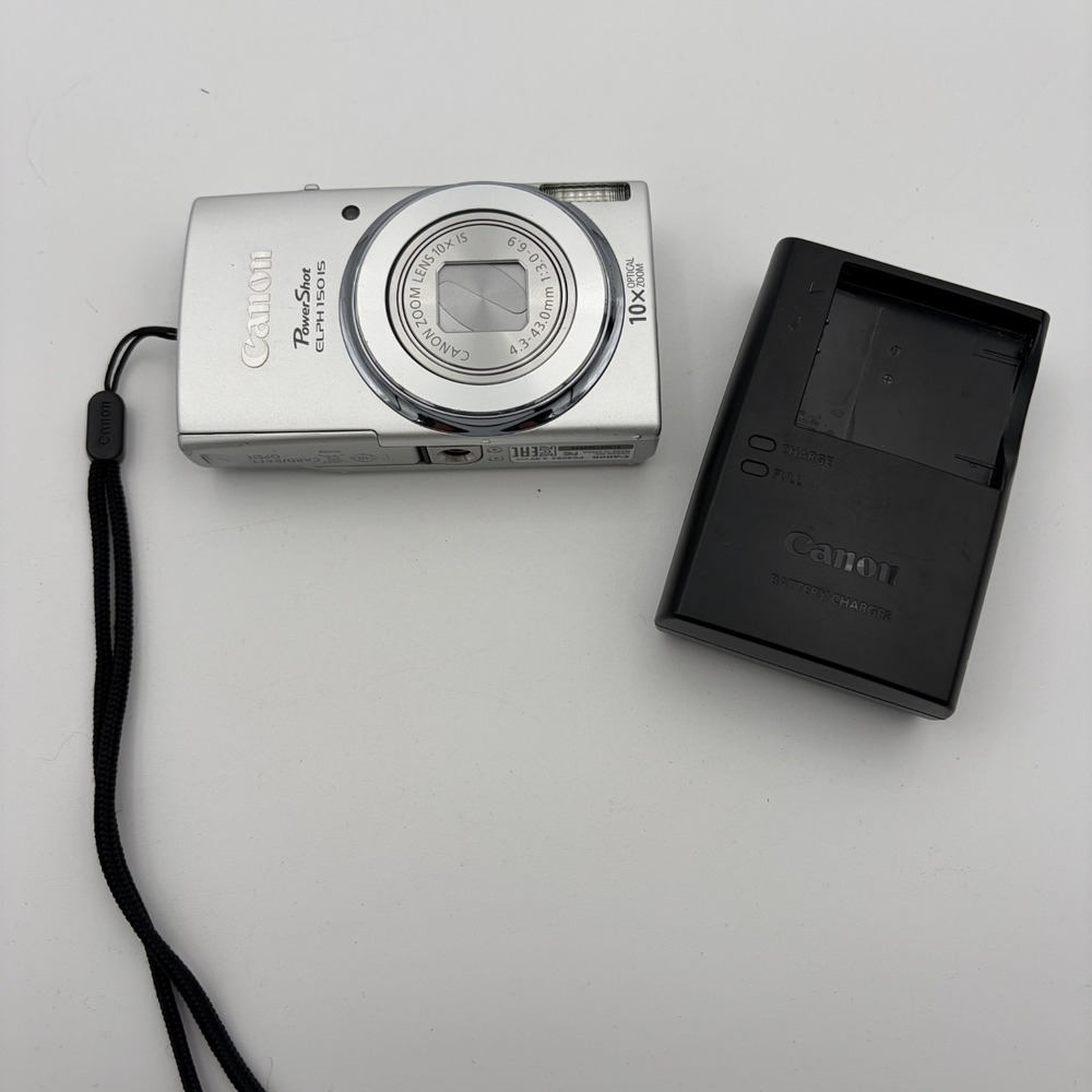 Canon PowerShot ELPH 150 IS Compact Digital Camera Silver w/ Battery Charger